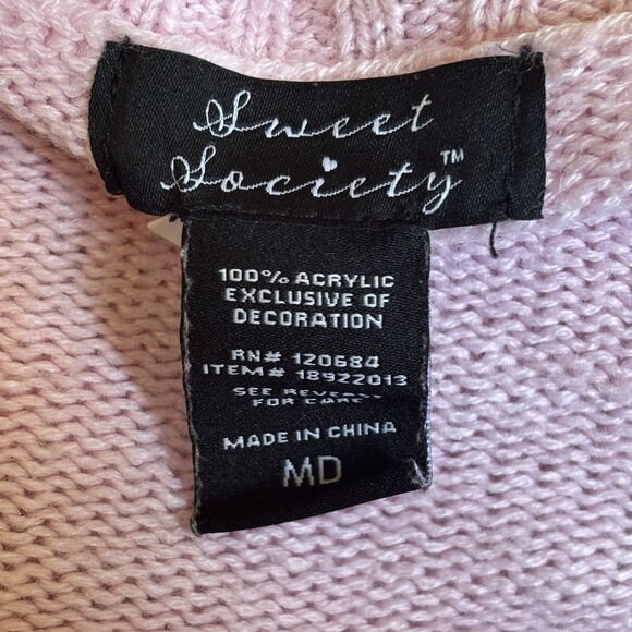 Sweet Society Hot Topic Womens Cardigan Sweater Pink M Cottagecore Coquette Cute - Picture 8 of 9
